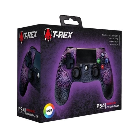 Manette de jeu sans fil Indeca RGB T-REX pour PS4/PC