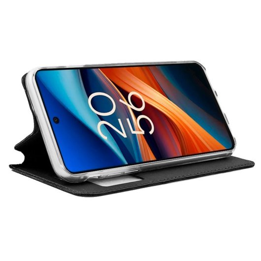 Coole glatte schwarze Flip-Cover-Hülle für TCL 50 SE