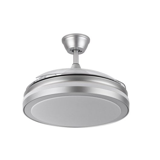 Iluminashop 334886 Ventilador de Techo LED con Mando a Distancia Y Palas Retractiles 72W Plata