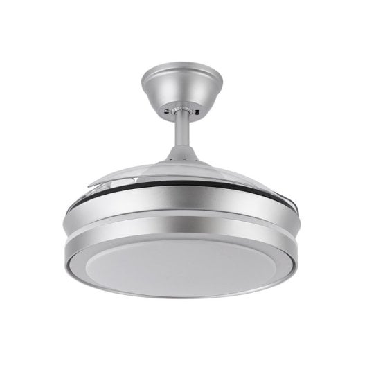 Iluminashop 334889 Ventoinha de Teto LED com Comando à Distância e Pás Retráteis 72W Prateada