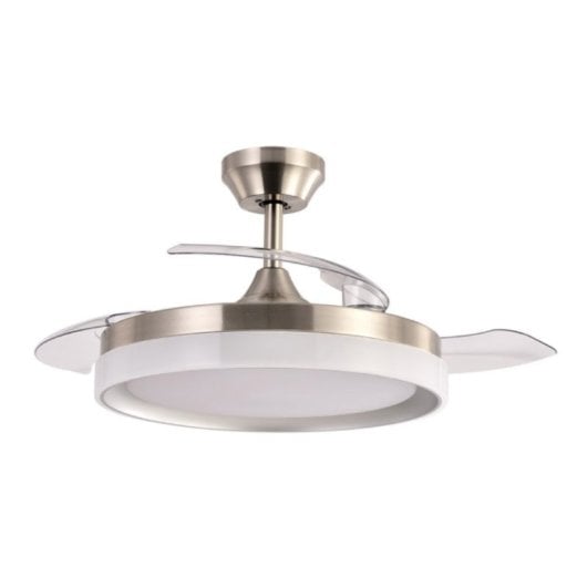 Iluminashop 350455 Ventilador de Techo LED con Temporizador Mando a Distancia Palas Retractiles 72w Plata