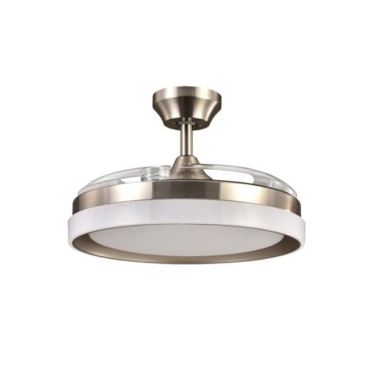 Iluminashop 350455 Ventilador de Techo LED con Temporizador Mando a Distancia Palas Retractiles 72w Plata