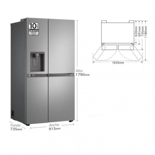 Frigorífico Americano LG Side By Side Série 400 No Frost 179cm 634L F Inox