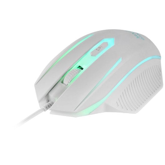 Mars Gaming MCP124 Combo 3 en1 Teclado LED RGB + Ratón RGB 3200 DPI + Alfombrilla, Portugués, Blanco