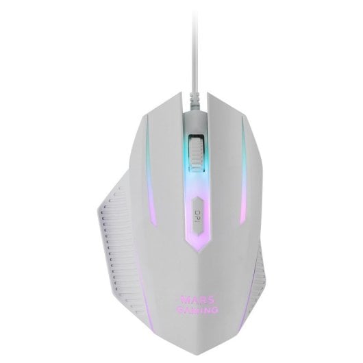 Mars Gaming MCP124 Combo 3 en1 Teclado LED RGB + Ratón RGB 3200 DPI + Alfombrilla, Portugués, Blanco