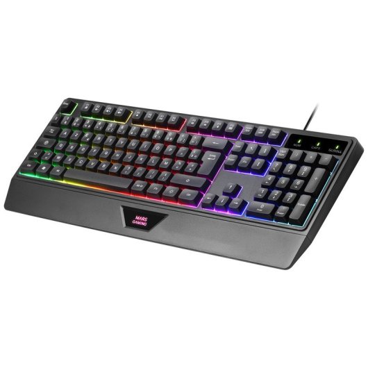 Mars Gaming MCP124 Combo 3 en1 Teclado LED RGB + Ratón RGB 3200 DPI + Alfombrilla, Portugués, Negro
