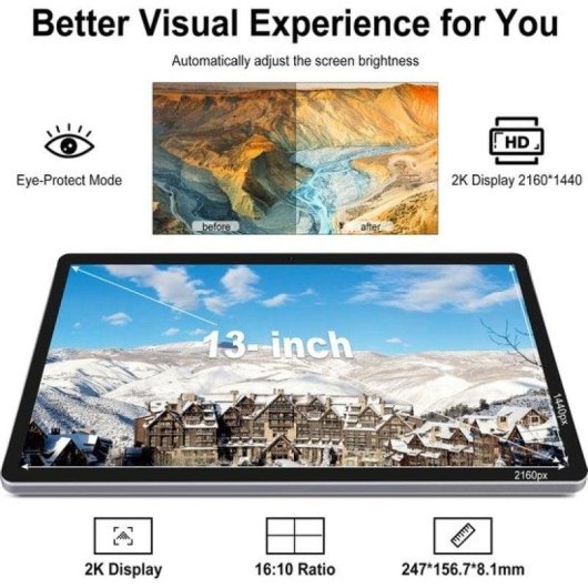 Tablet Lipa Onyx III WiFi + 4G 13,3" 8GB 256GB Preto