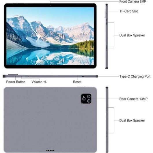 Tablet Lipa Onyx III WiFi + 4G 13,3" 8GB 256GB Preto