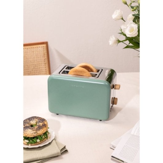 Create Toast Retro Tostadora de 2 Ranuras 850W Verde Pastel