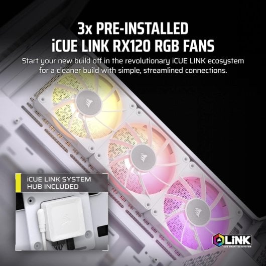 Corsair iCUE LINK 3500X RGB Semi Torre Cristal Templado USB-C Blanca