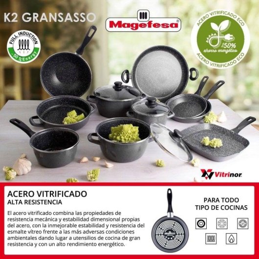 Sartã Magefesa K2 Gransasso Ø30cm Aço Indução Lavavajillas Cinzento