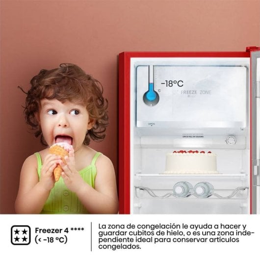 Hisense RR220D4BRE Frigorífico Una Puerta Vintage E Rojo