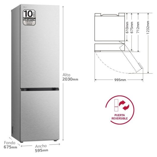 LG 700 Series GBV7280AMB Kombi-Kühlschrank A Strukturierter Anti-Fingerabdruck-Stahl