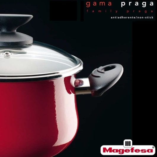 Magefesa Praga Freidora 24 Cm Con Tapa Apta Para Inducción Y Lavavajillas Granate