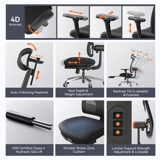 Newtral MagicH-BPro Silla Ergonómica con Reposapiés Negro