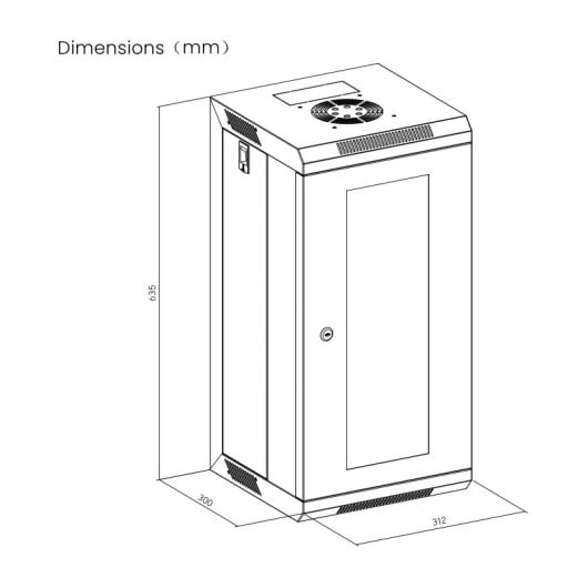 Kimex 111-3312 Rack de Pared 10'' 312x310mm 12U