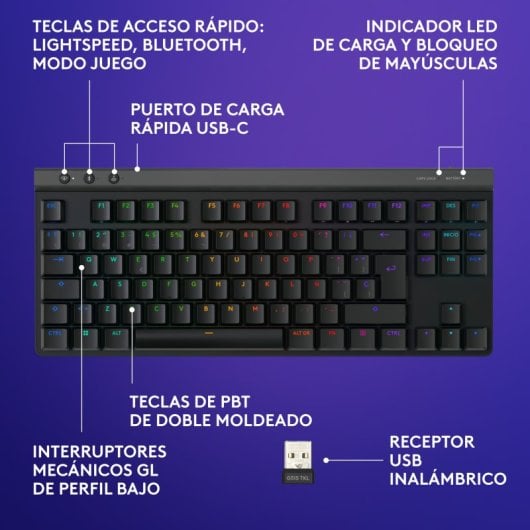 Logitech G515 LIGHTSPEED TKL Teclado Mecánico Gaming Inalámbrico Switch GL Tactile Negro