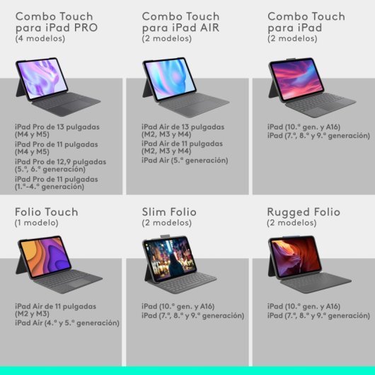 Custodia con tastiera Logitech Combo Touch QWERTY spagnola Oxford Gray per iPad Air 11" (M2,M3,M4)/Air 5a generazione