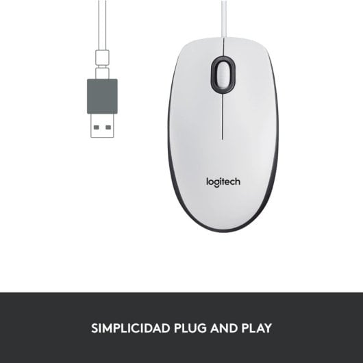 Logitech M100 Rato Ambidestro USB 1000 DPI Branco