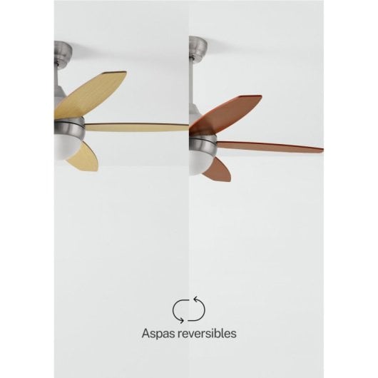 Create Wind Flowood Ventilador de Techo Silencioso 107cm de Diámetro 60W Con Luz Sin Wi-Fi Níquel