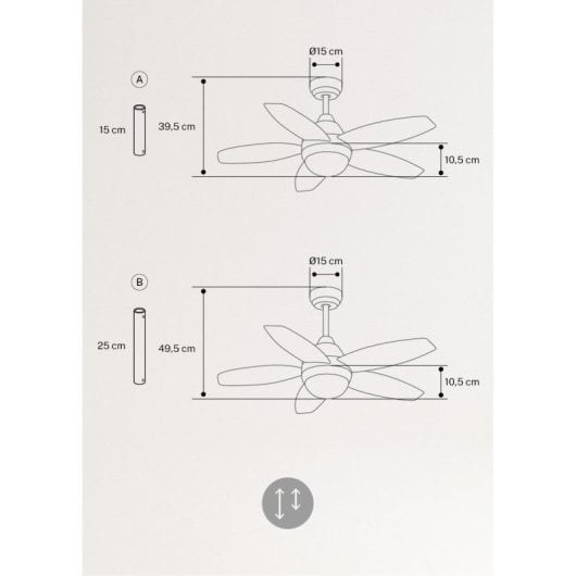 Create Wind Flowood Ventilador de Techo Silencioso 107cm de Diámetro 60W Con Luz Sin Wi-Fi Níquel