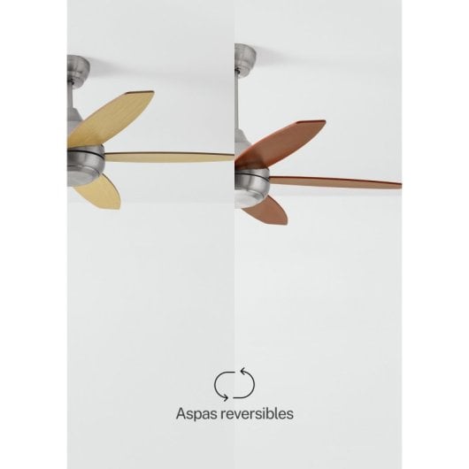 Create Wind Flowood Ventilador de Techo Silencioso 107cm de Diámetro 60W Sin Luz Sin Wi-Fi Níquel