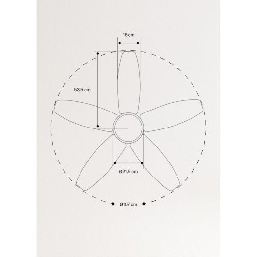 Create Wind Flowood Ventilador de Techo Silencioso 107cm de Diámetro 60W Sin Luz Sin Wi-Fi Níquel
