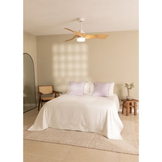 Create Wind Curve Ventilador de Techo Silencioso 132cm Diámetro 40W Con Luz Sin Wi-Fi Blanco/Madera