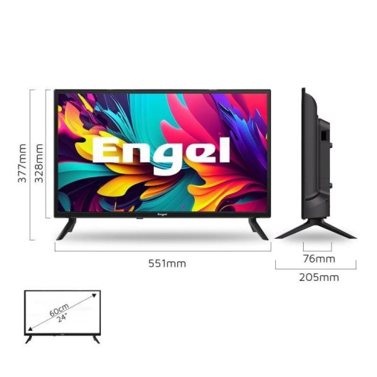 TV Engel LED LE2466T2 24" HD Ready 60Hz Dolby Audio Tuner Triplo