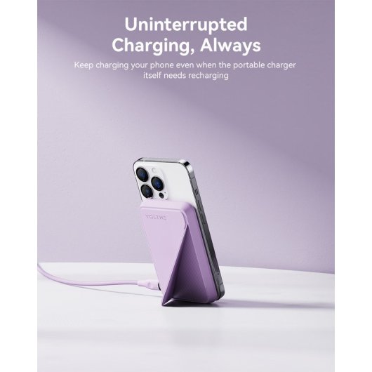 Voltme MagPak 5K Powerbank Inalámbrica Plegable 5000mAh para iPhone Púrpura