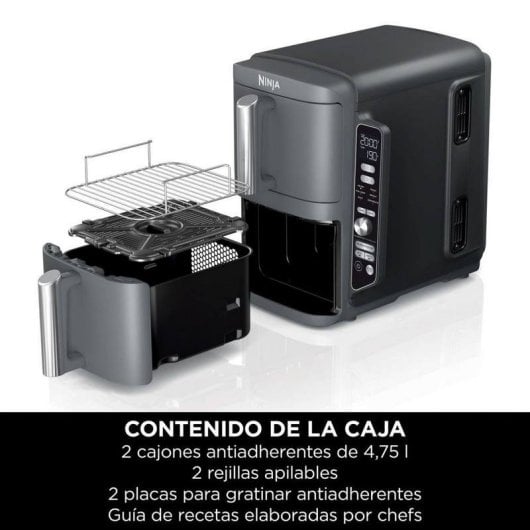 Ninja Double Stack XL Freidora de Aire Vertical con 2 Cajones Superpuestos 9.5L 2470W Gris