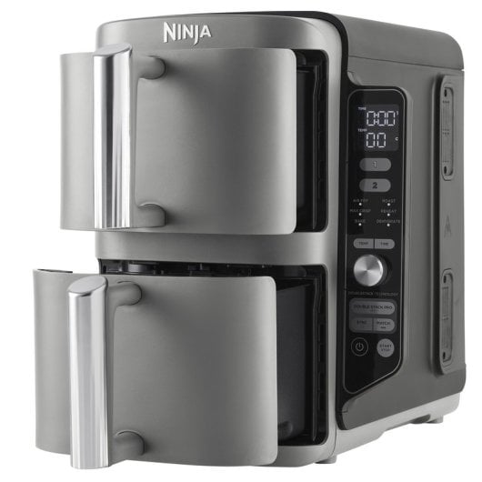 Ninja Double Stack XL Freidora de Aire Vertical con 2 Cajones Superpuestos 9.5L 2470W Gris