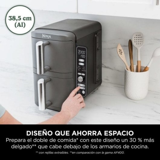 Ninja Double Stack XL Freidora de Aire Vertical con 2 Cajones Superpuestos 9.5L 2470W Gris