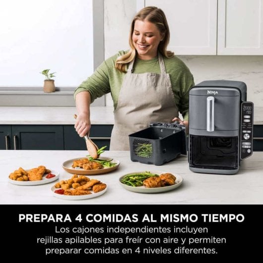 Ninja Double Stack XL Freidora de Aire Vertical con 2 Cajones Superpuestos 9.5L 2470W Gris