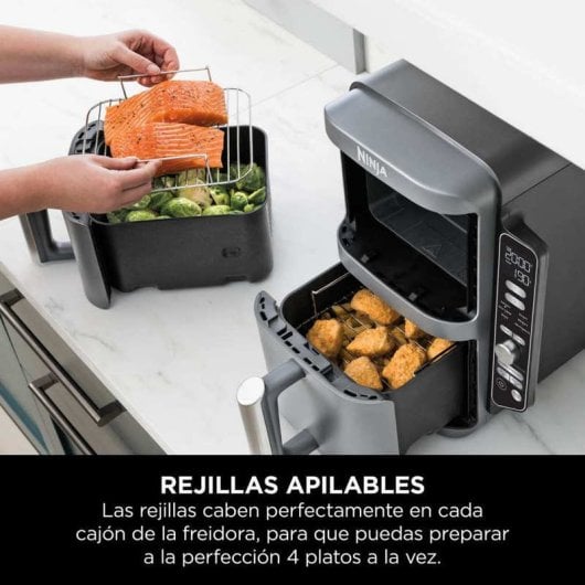 Ninja Double Stack XL Freidora de Aire Vertical con 2 Cajones Superpuestos 9.5L 2470W Gris