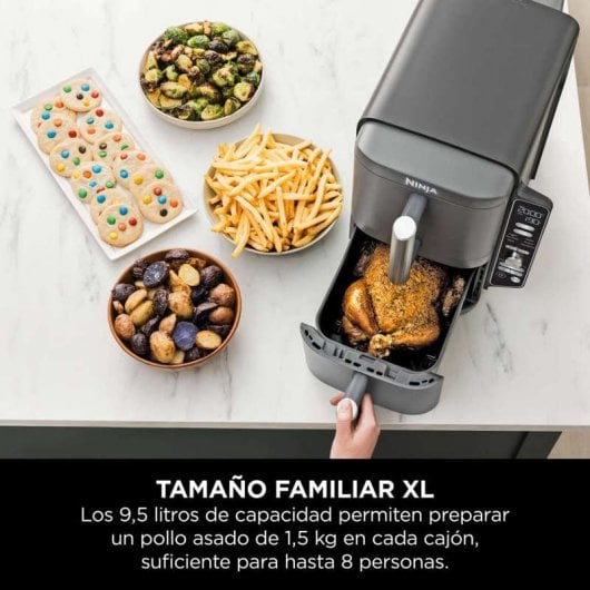 Ninja Double Stack XL Freidora de Aire Vertical con 2 Cajones Superpuestos 9.5L 2470W Gris