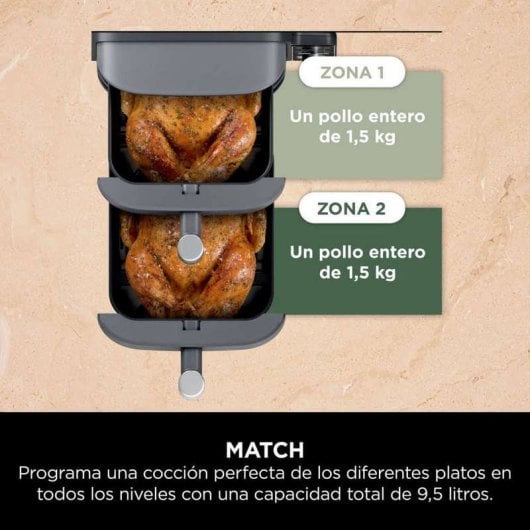 Ninja Double Stack XL Freidora de Aire Vertical con 2 Cajones Superpuestos 9.5L 2470W Gris