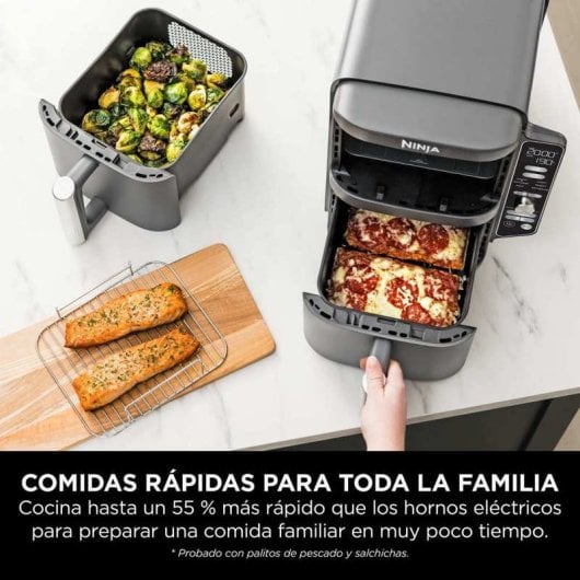 Ninja Double Stack XL Freidora de Aire Vertical con 2 Cajones Superpuestos 9.5L 2470W Gris