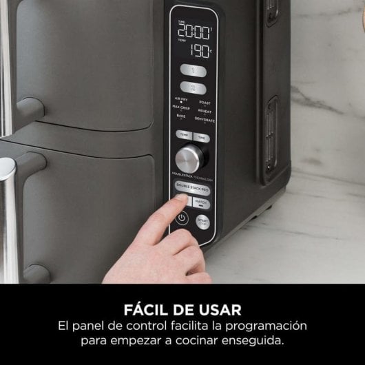 Ninja Double Stack XL Freidora de Aire Vertical con 2 Cajones Superpuestos 9.5L 2470W Gris
