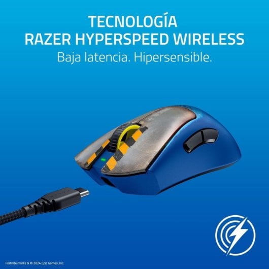 Mouse da gioco wireless Razer DeathAdder V3 Pro Fortnite Edition 30000 DPI Blu