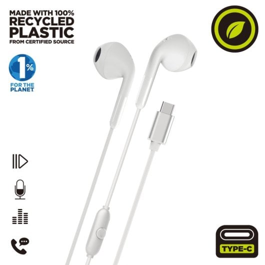 Cuffie stereo Muvit For Change E58 USB-C bianche