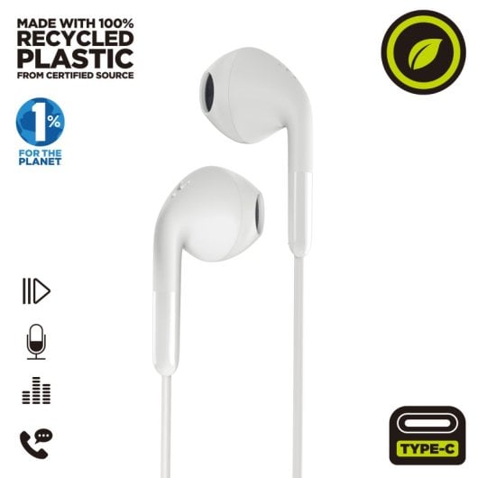Cuffie stereo Muvit For Change E58 USB-C bianche