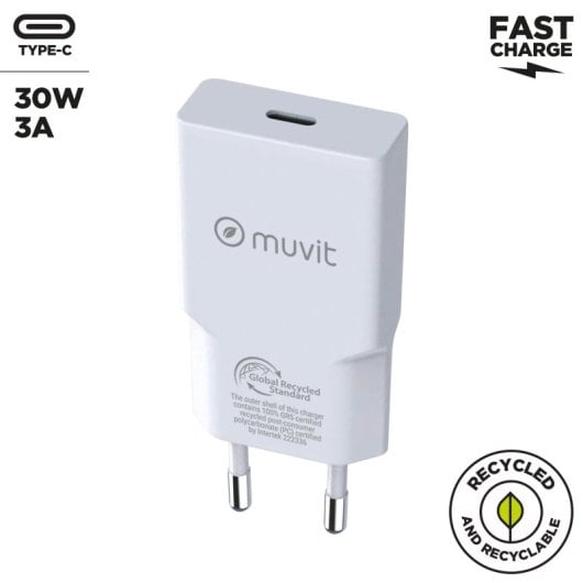Muvit For Change Slim USB-C PD Wandladegerät 30 W Weiß