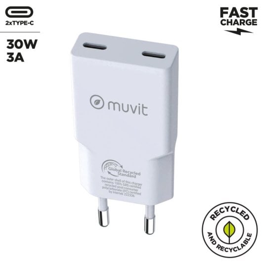 Muvit For Change Slim 2 USB-C PD Wandladegerät 30W Weiß