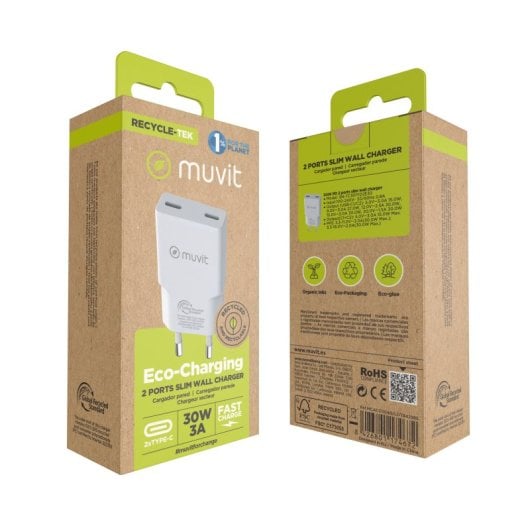 Muvit For Change Slim 2 USB-C PD Wandladegerät 30W Weiß