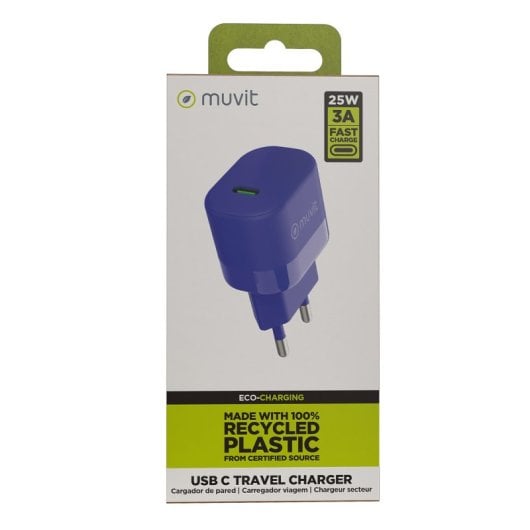 Muvit For Change Cargador de Pared USB-C PD 25W Azul