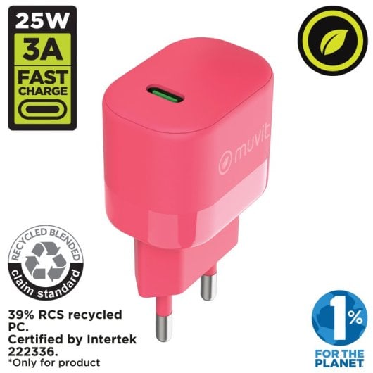 Muvit For Change USB-C PD Wandladegerät 25W Magenta