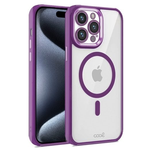 Cool Carcasa Magnética con Borde Violeta para iPhone 15 Pro