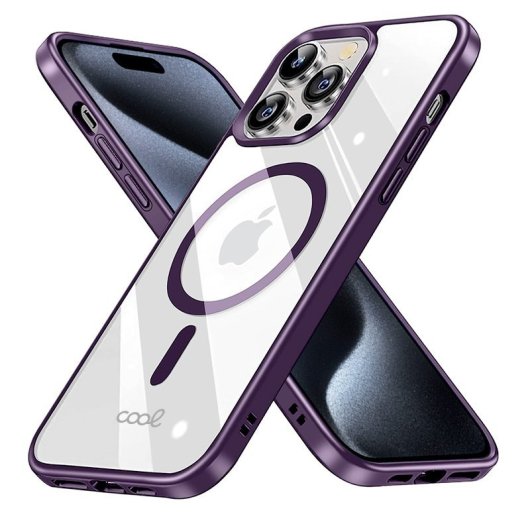 Cool Carcasa Magnética con Borde Violeta para iPhone 15 Pro