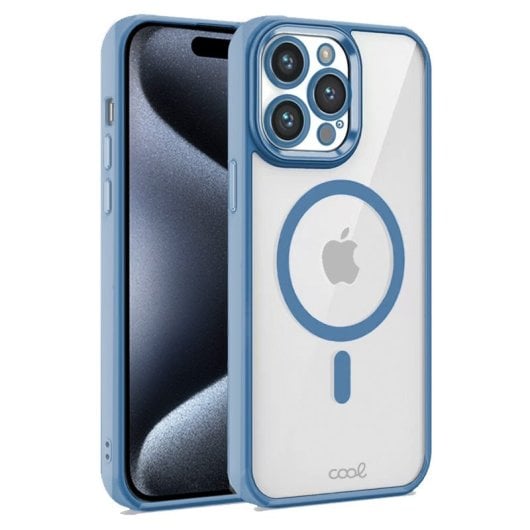 Coque magnétique cool avec bord bleu pour iPhone 15 Pro